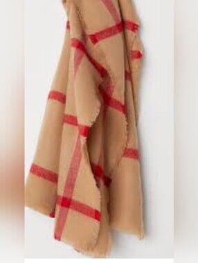 H&M Beige Scarf with Red Windowpane